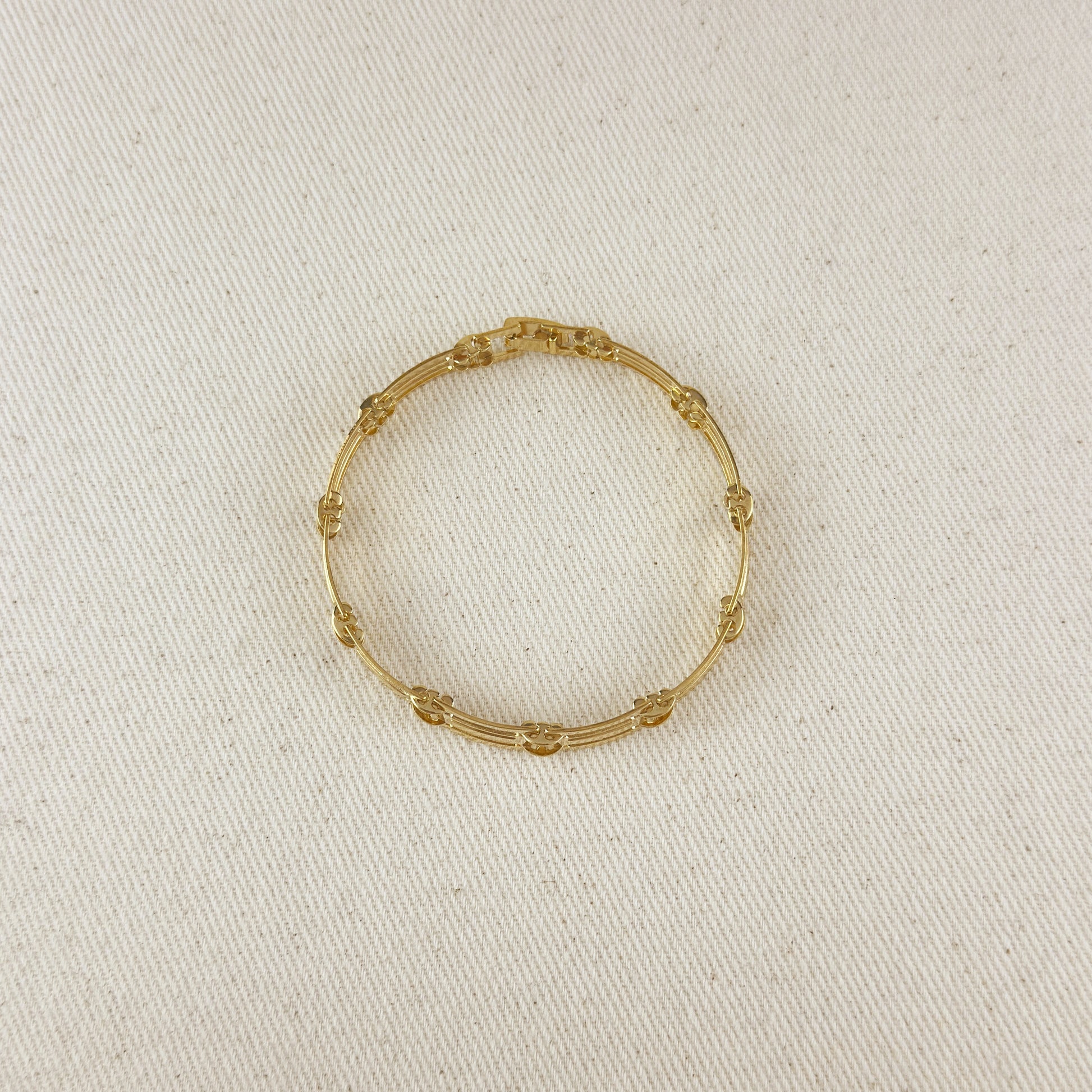 Wide Detailed Watch Band Style Bracelet