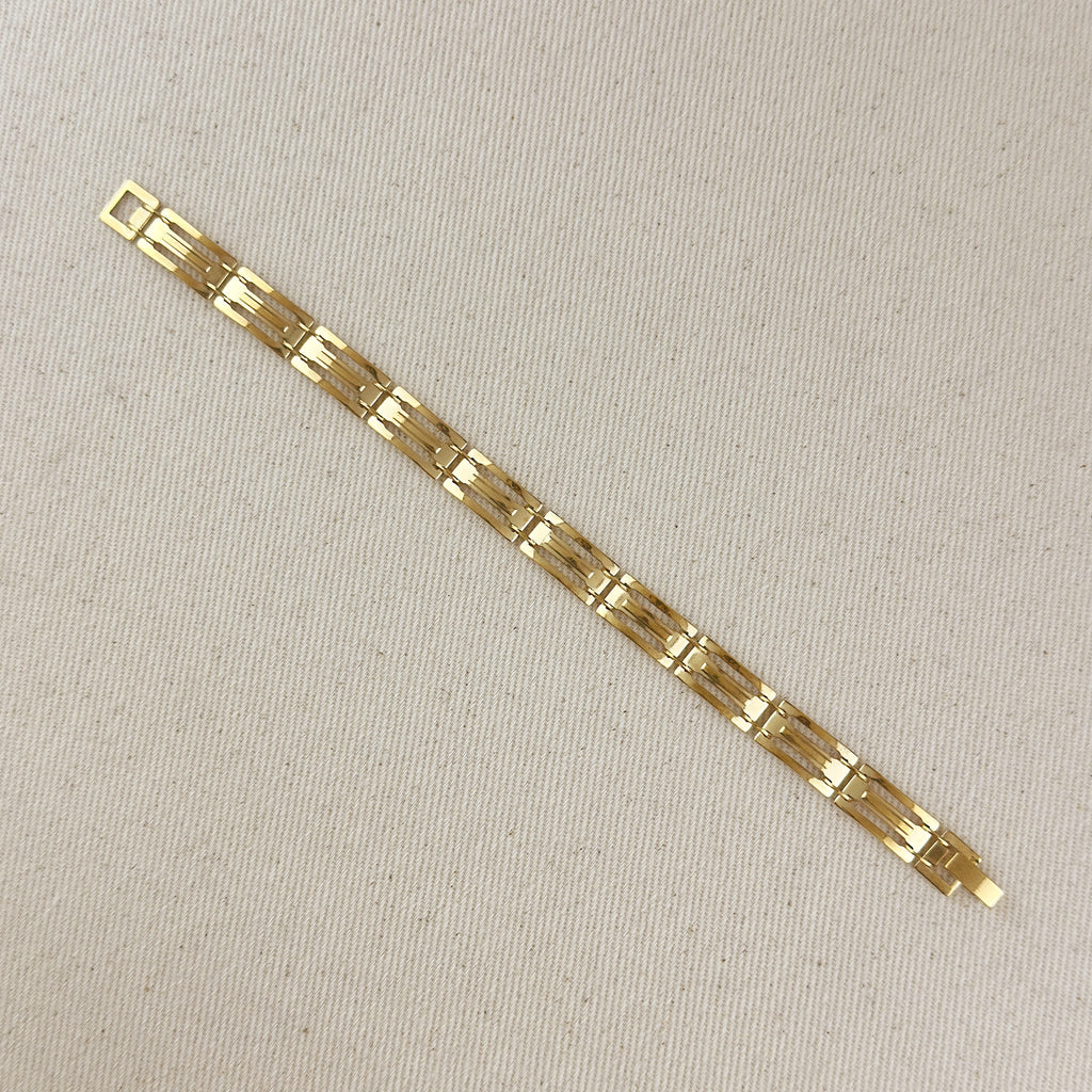 Wide Detailed Watch Band Style Bracelet