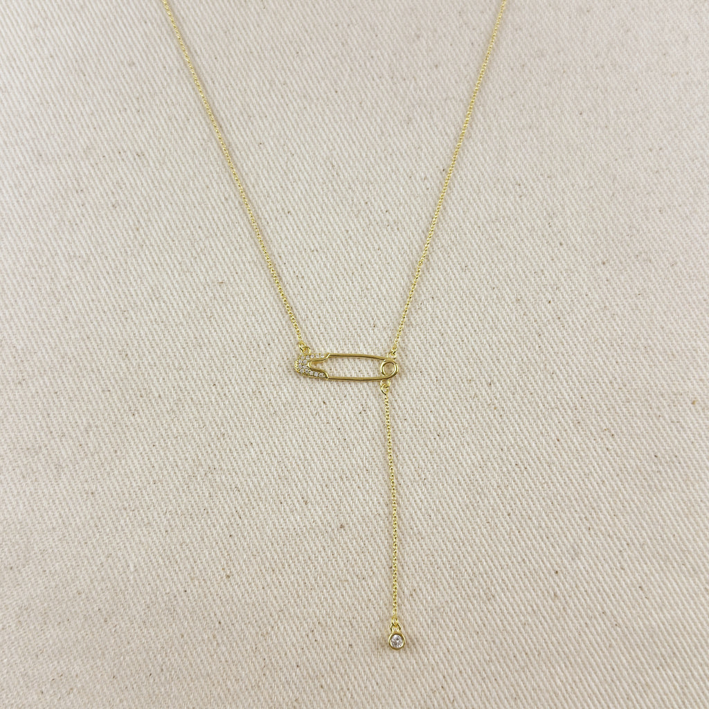 18k Gold Filled Safety Pin Necklace