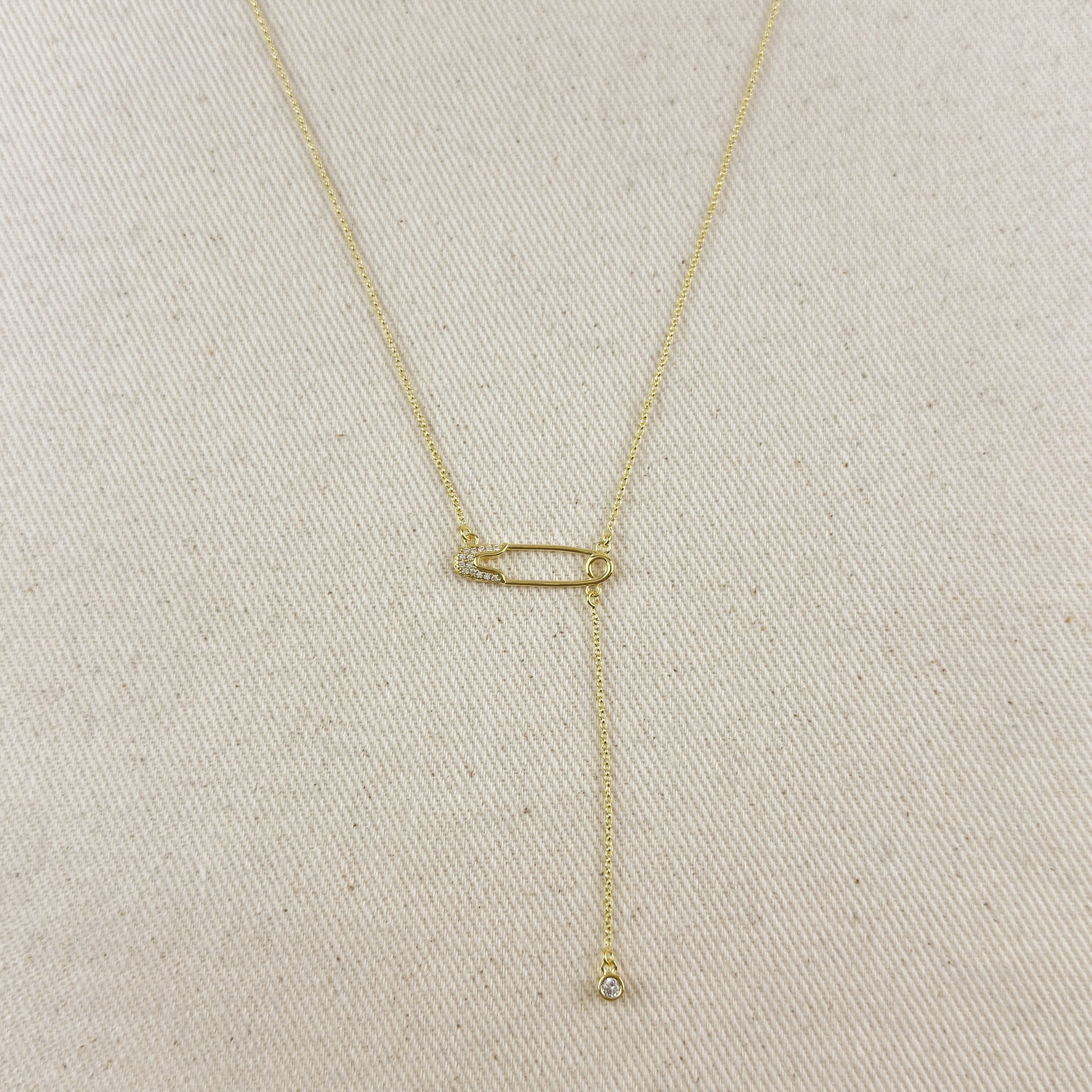 18k Gold Filled Safety Pin Necklace