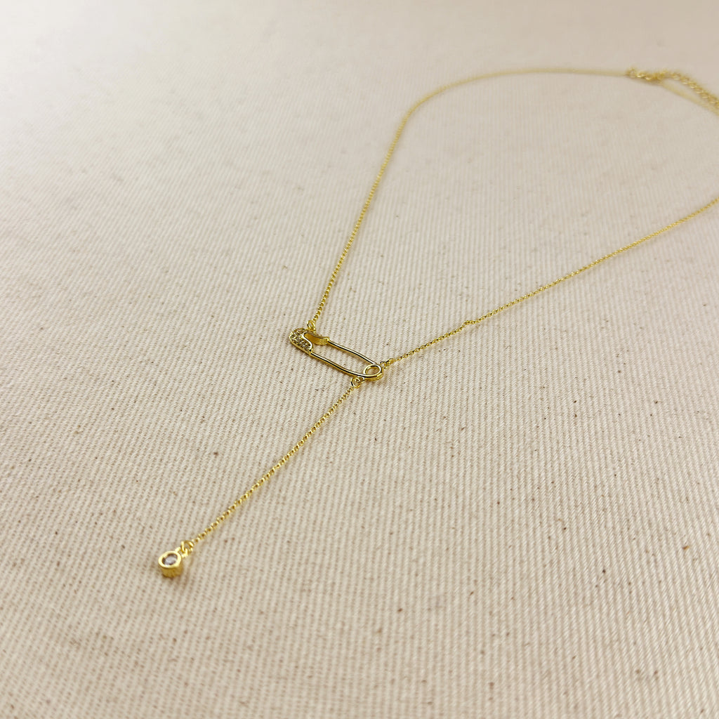 18k Gold Filled Safety Pin Necklace
