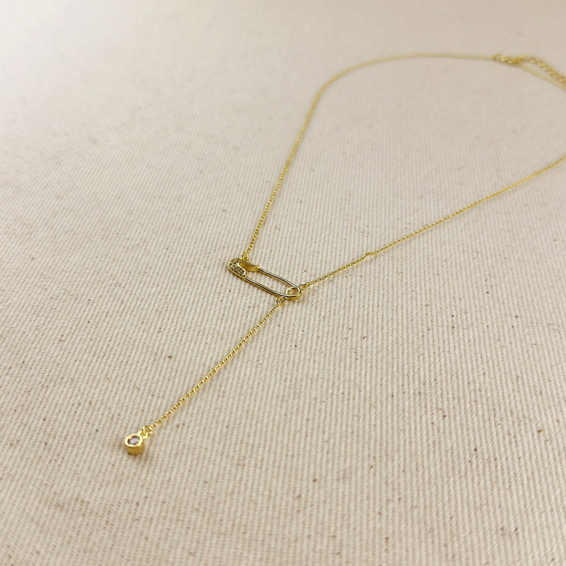 18k Gold Filled Safety Pin Necklace