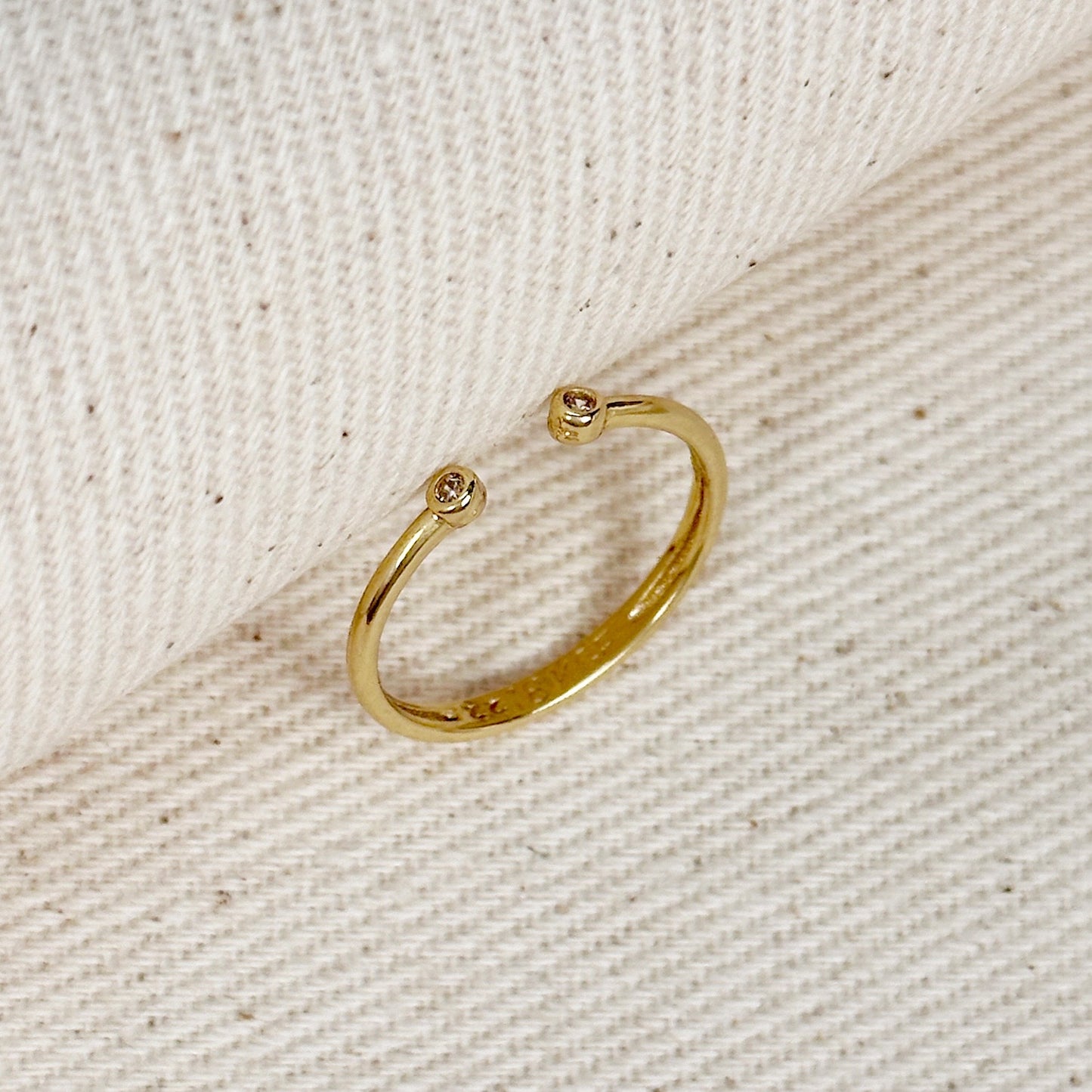 18k Gold Filled Dainty Open Ring with Micro Bezel Zirconia