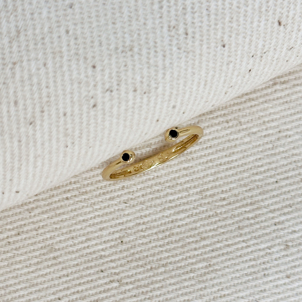 18k Gold Filled Dainty Open Ring with Micro Bezel Zirconia