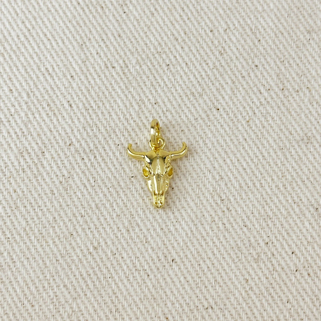 18k Gold Filled Western Skull Charm