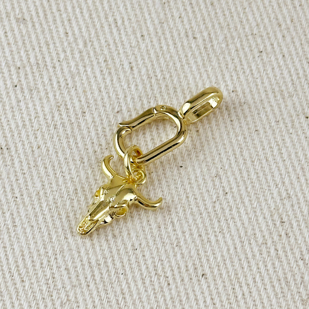 18k Gold Filled Western Skull Charm