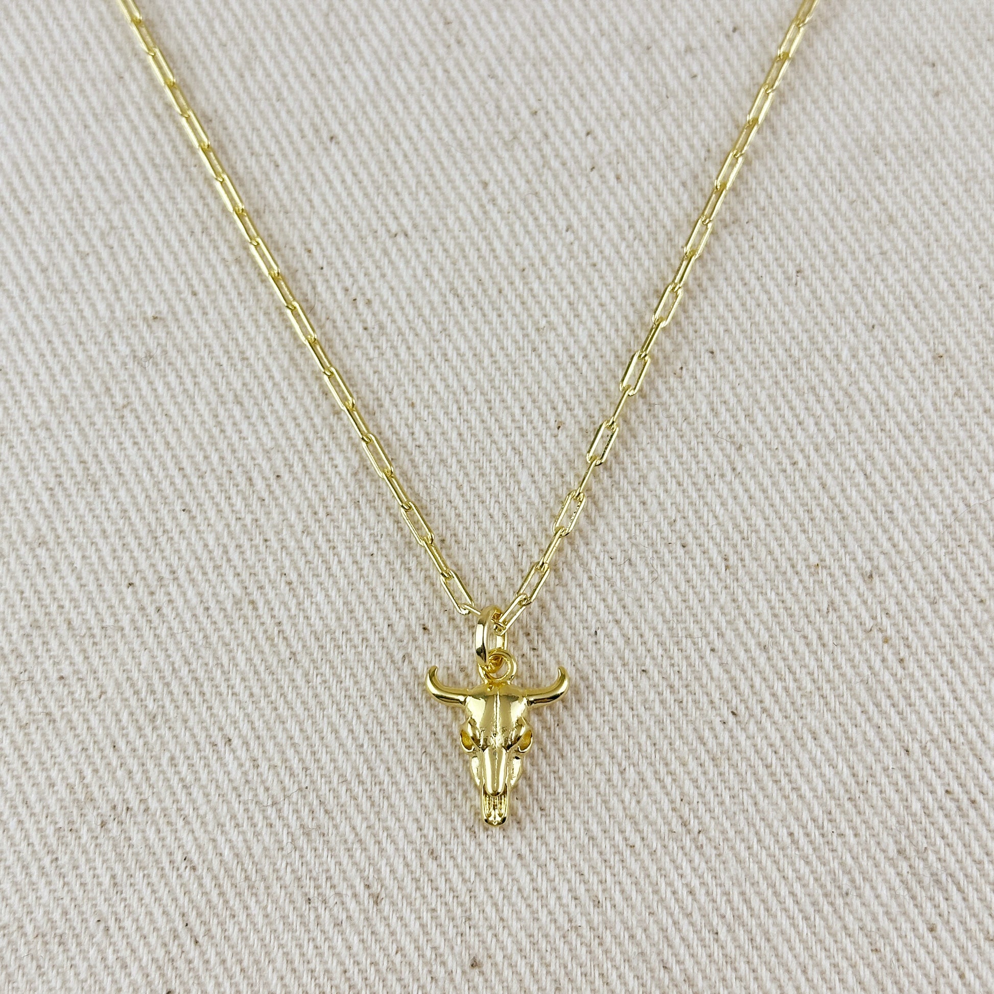 18k Gold Filled Western Skull Charm
