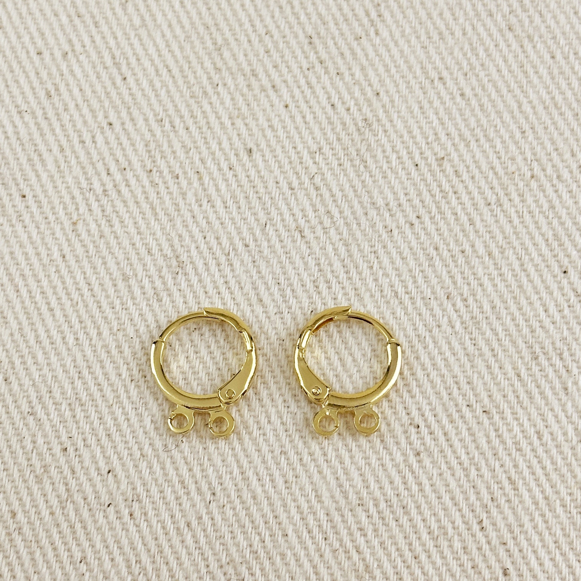 18k Gold Filled Earrings Plain Lever-back with 2 Jump Rings