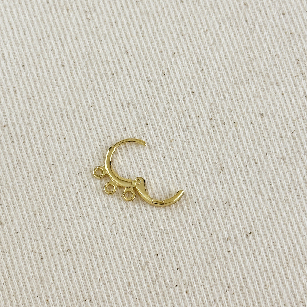 18k Gold Filled Earrings Plain Lever-back with 3 Jump Rings