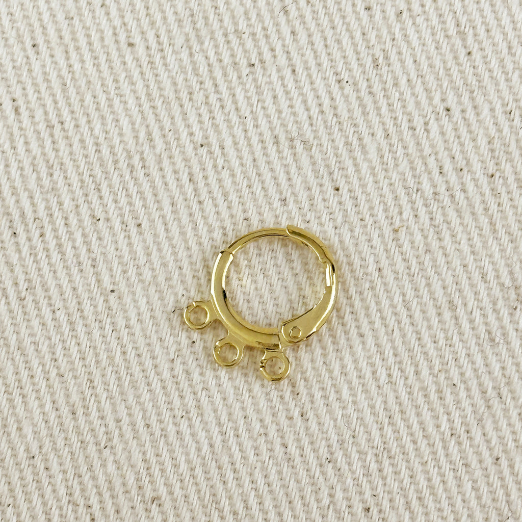 18k Gold Filled Earrings Plain Lever-back with 3 Jump Rings