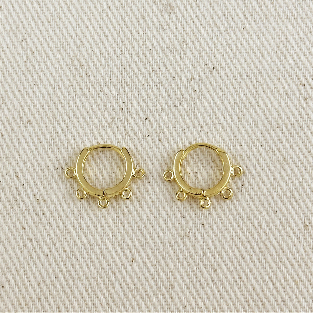 18k Gold Filled Earrings Plain Lever-back with 4 Jump Rings
