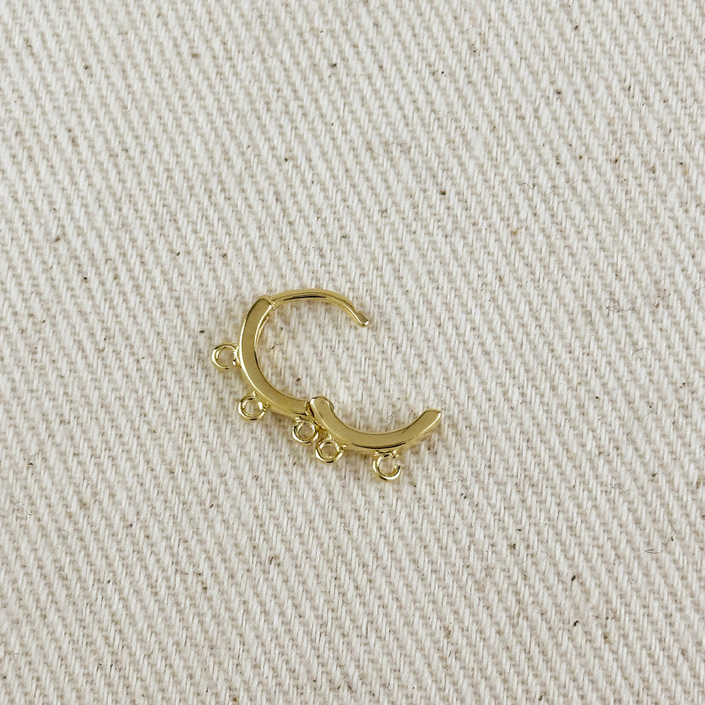 18k Gold Filled Earrings Plain Lever-back with 4 Jump Rings