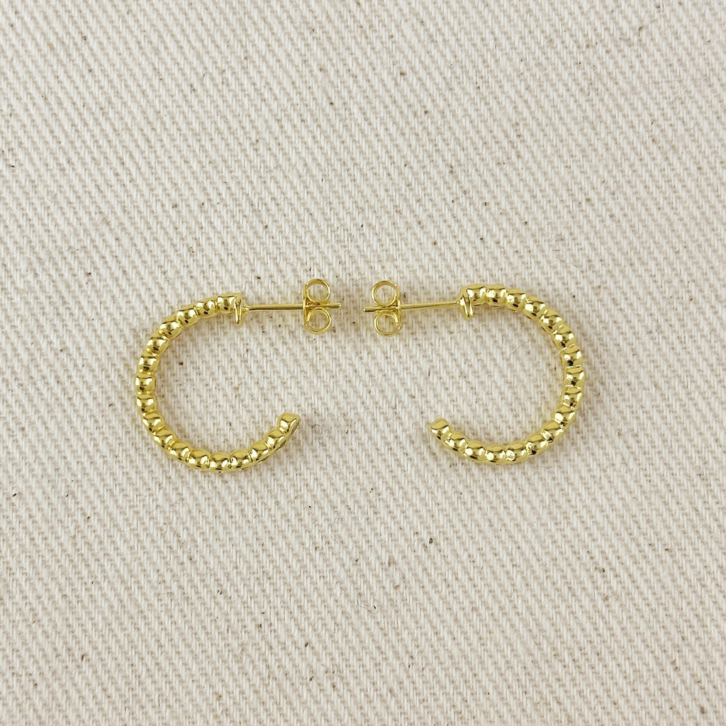 18k Gold Filled 19mm Bezel CZ C- Hoop Earrings
