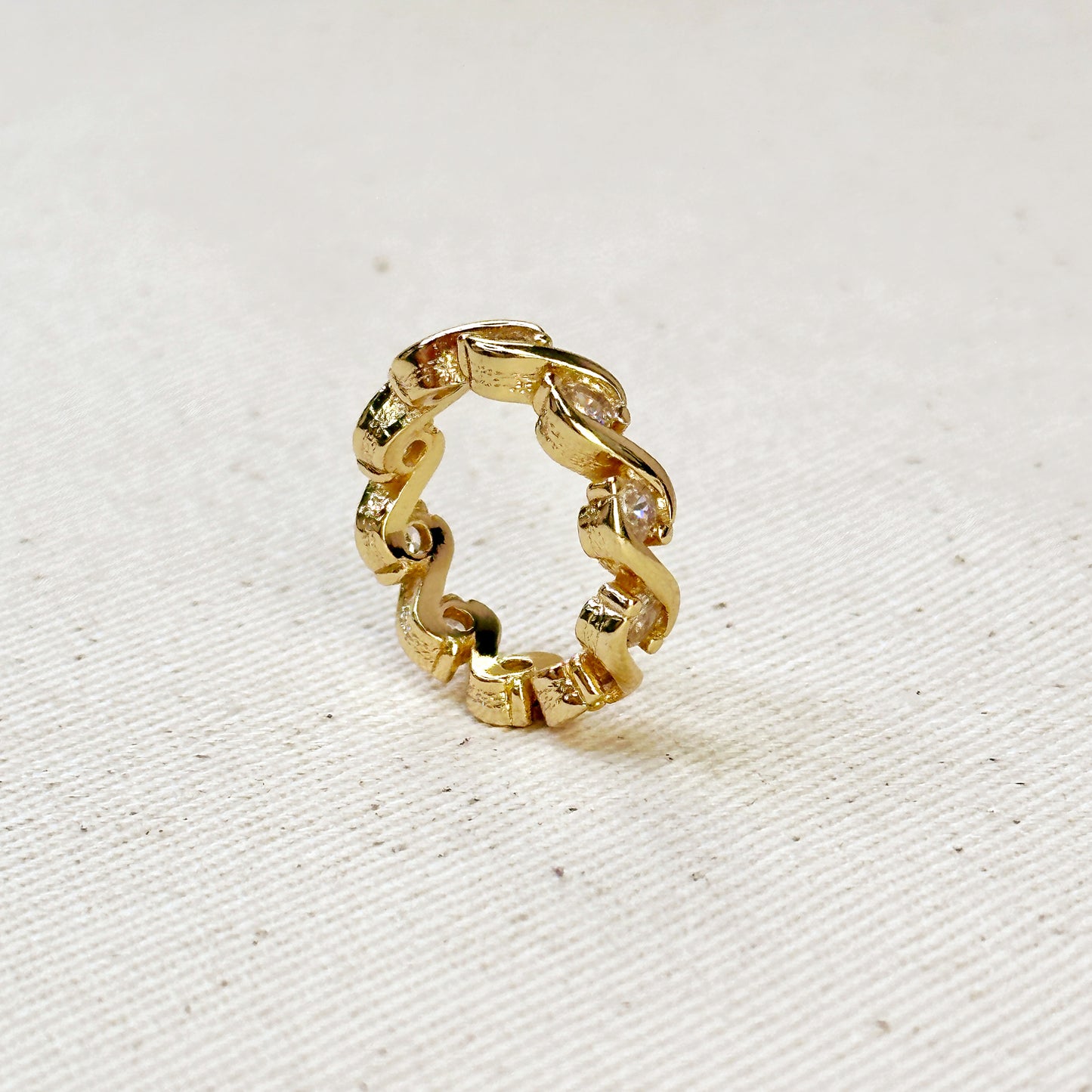 18k Gold Filled Cz Wave Eternity Band Ring