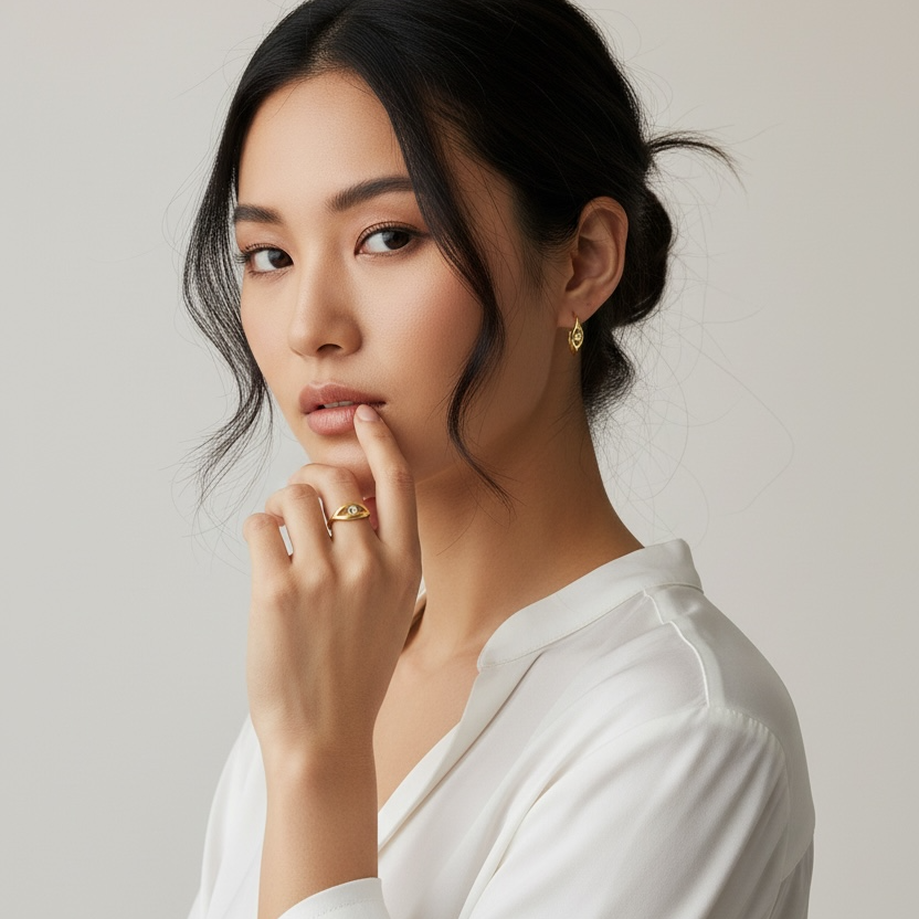 18K Gold Filled CZ Eye Ring