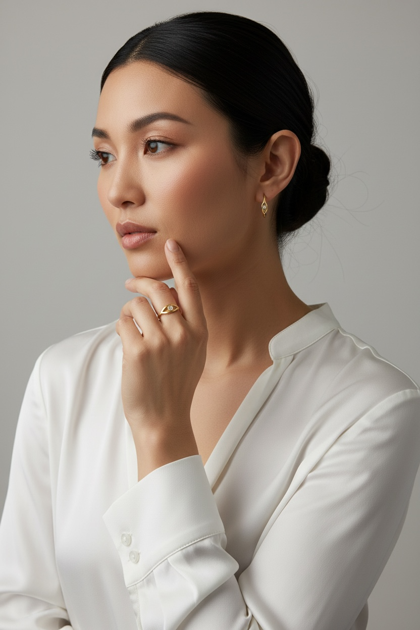 18k Gold Filled CZ Eye C- Hoop Earrings