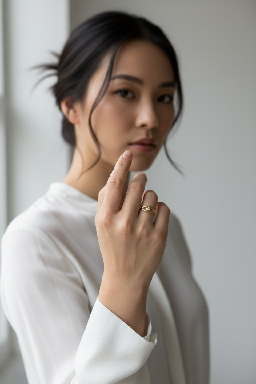 18K Gold Filled CZ Eye Ring