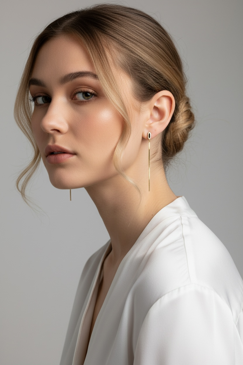 18k Gold Filled CZ Box Chain Drop Earrings