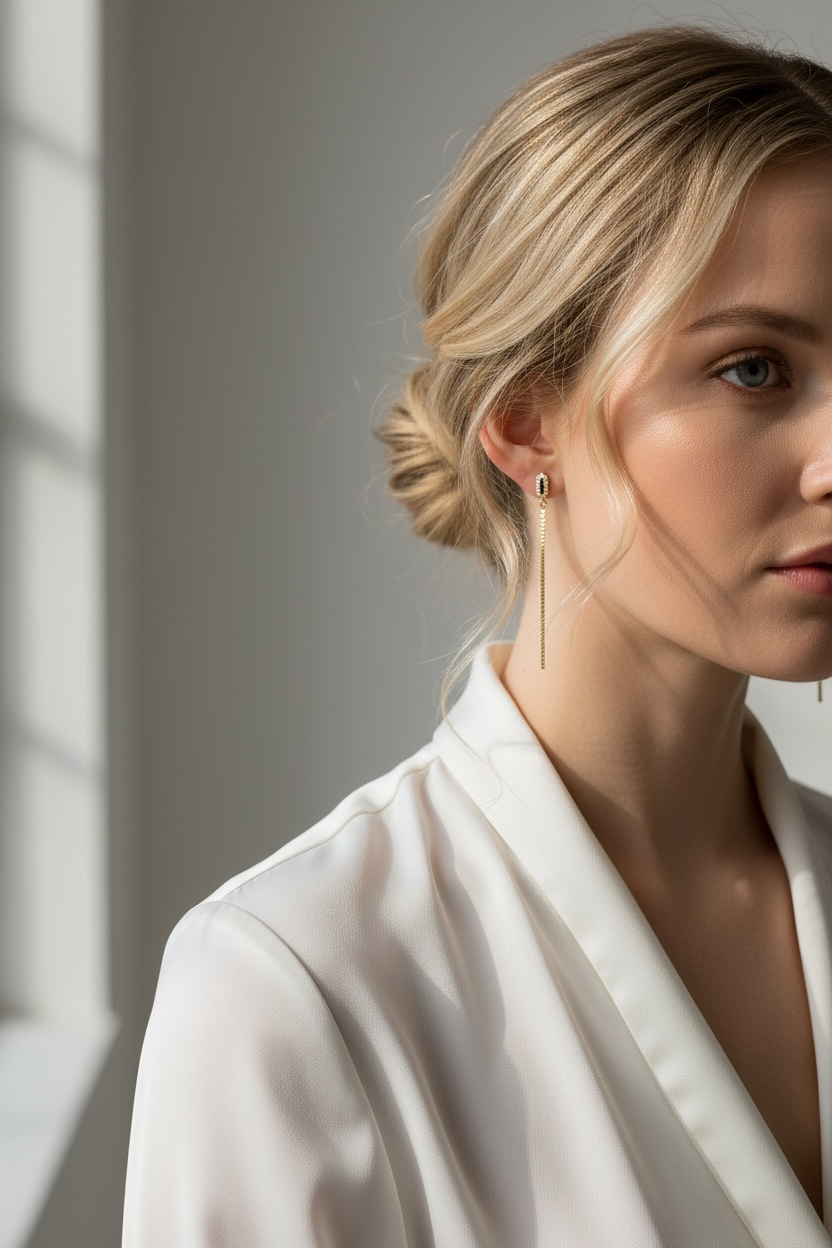 18k Gold Filled CZ Box Chain Drop Earrings