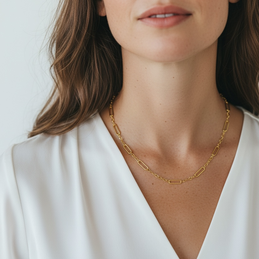 18k Gold Filled Paperclip & Links Chain Necklace