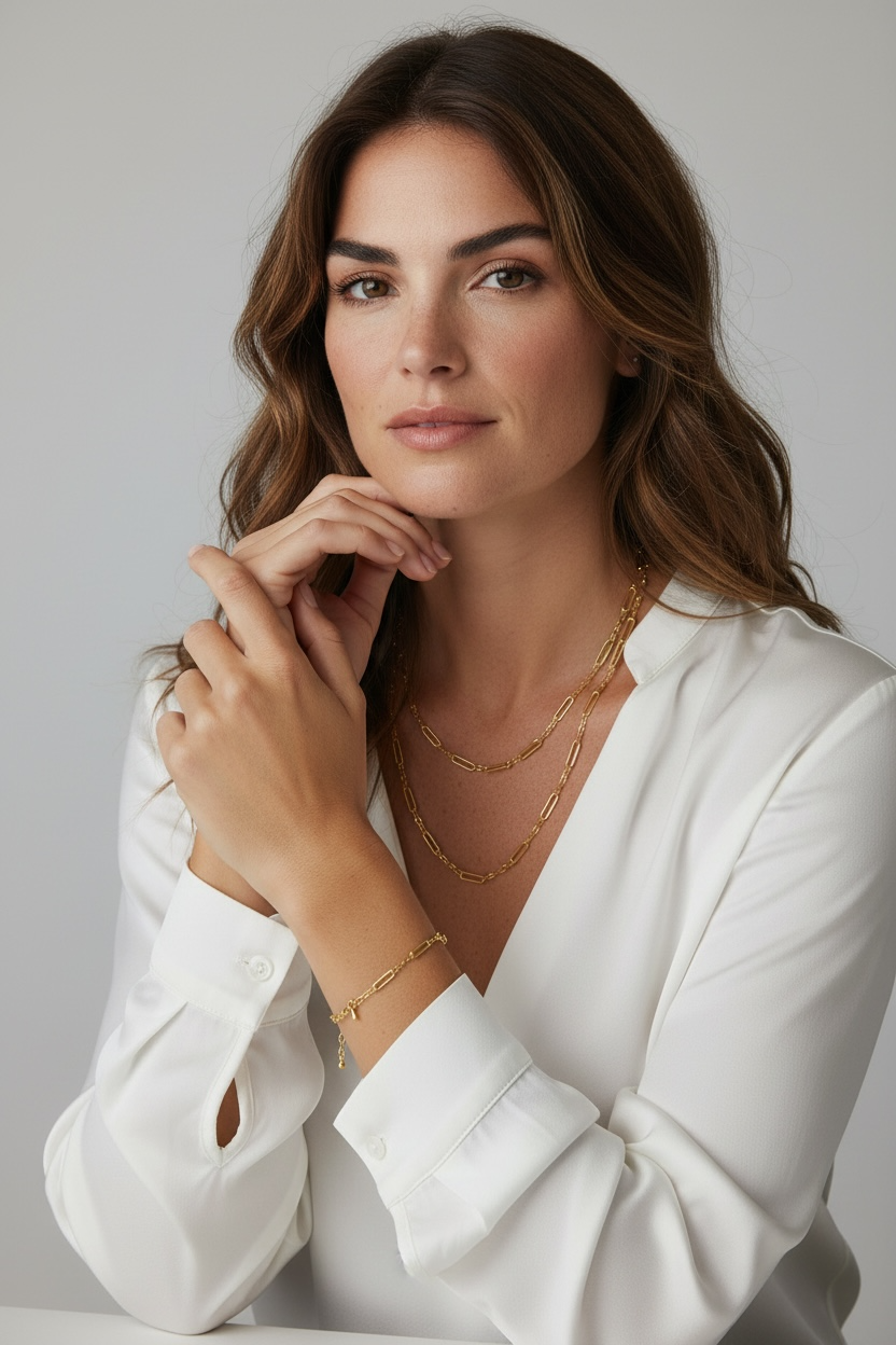 18K Gold Filled Paperclip & Links Chain Bracelet