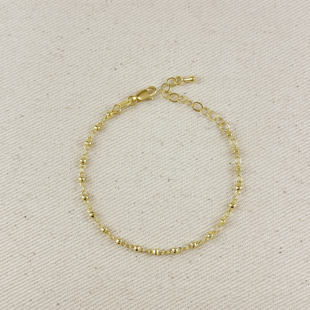 18K Gold Filled 2.5mm Beaded Bracelet