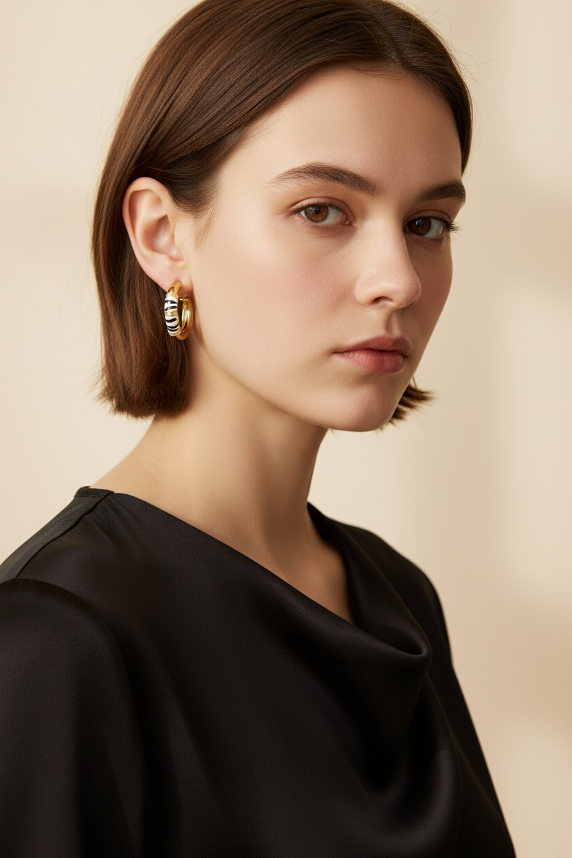 18k Gold Filled Safari Hoop Earrings