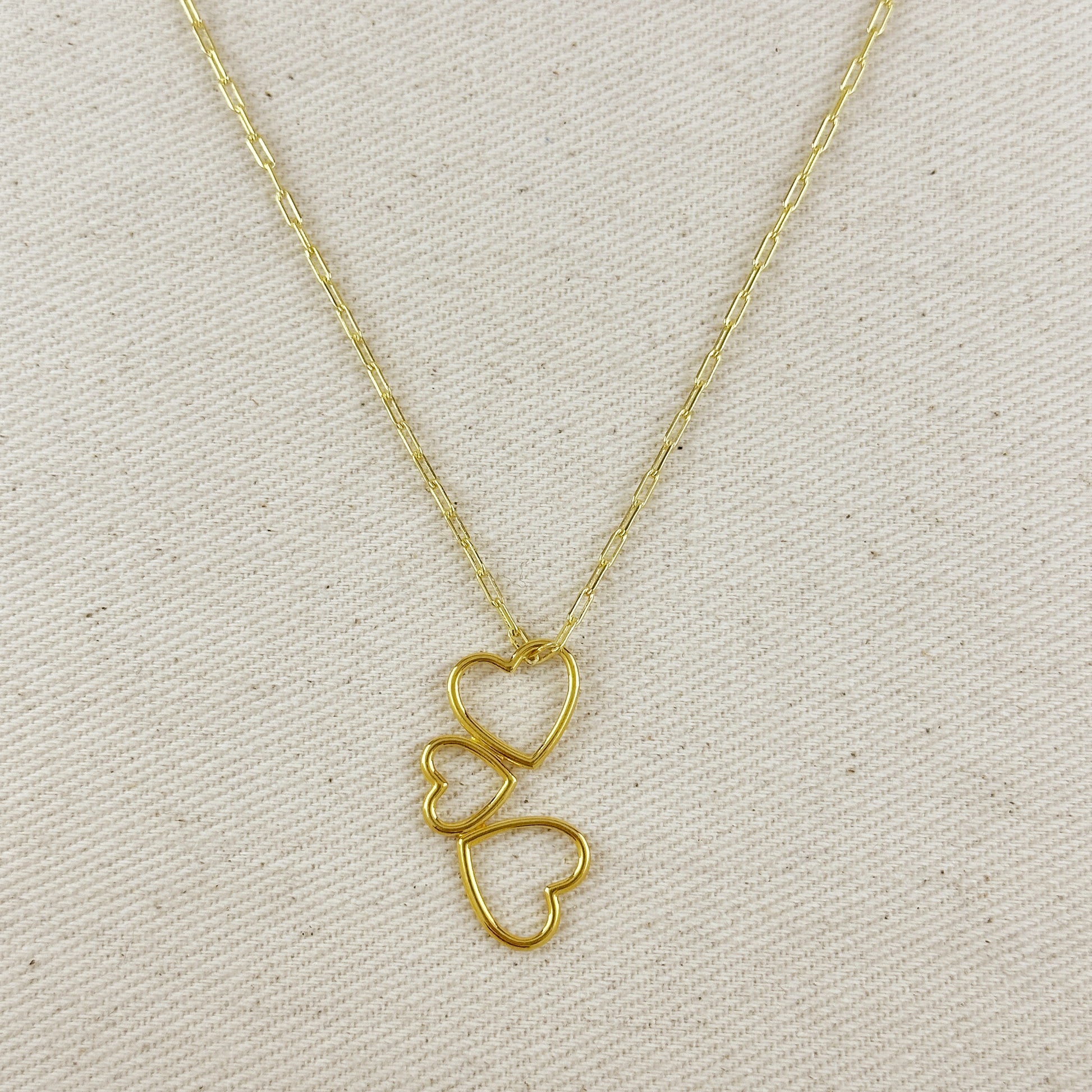 18k Gold Filled Triple Heart Charm