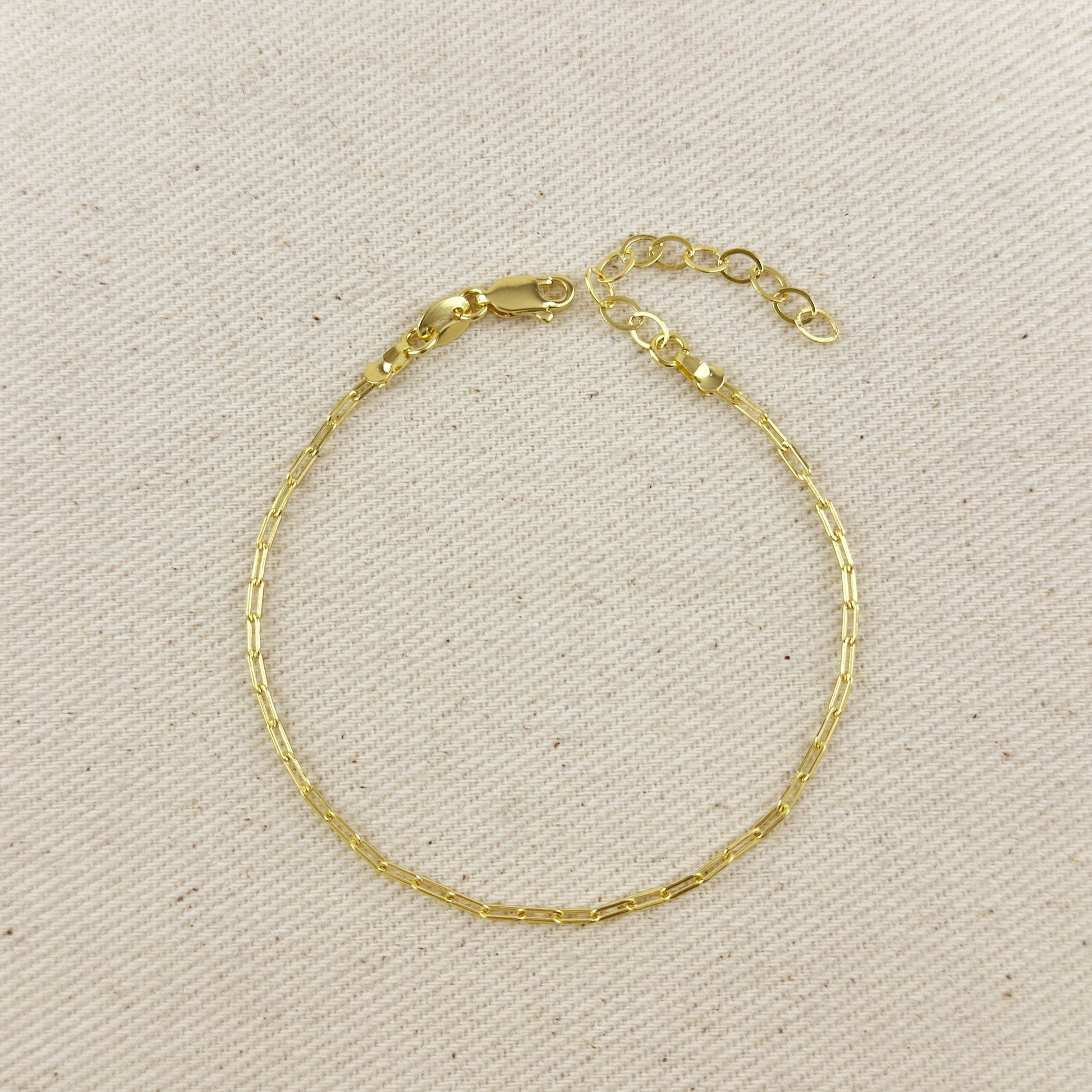 18K Gold Filled Mini Paperclip Chain Bracelet