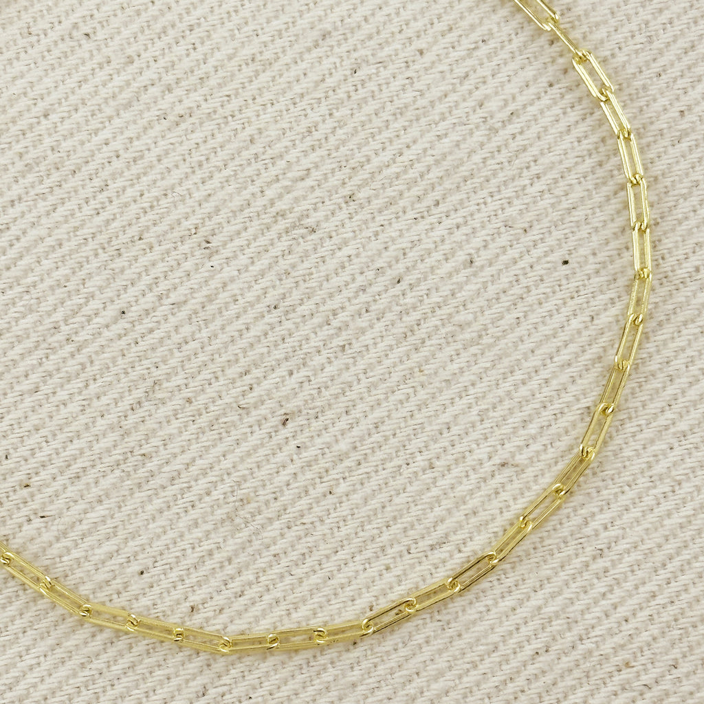 18K Gold Filled Mini Paperclip Chain Bracelet