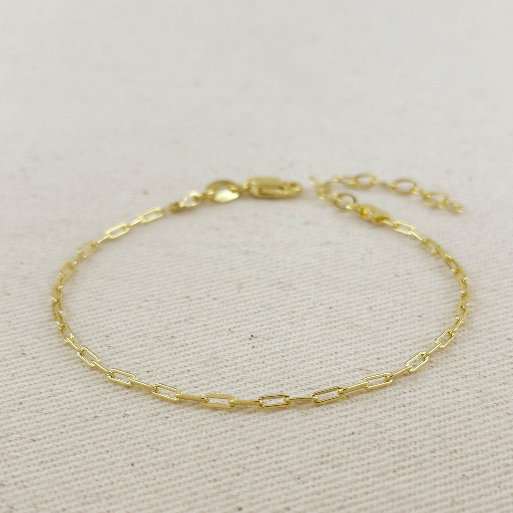18K Gold Filled Mini Paperclip Chain Bracelet