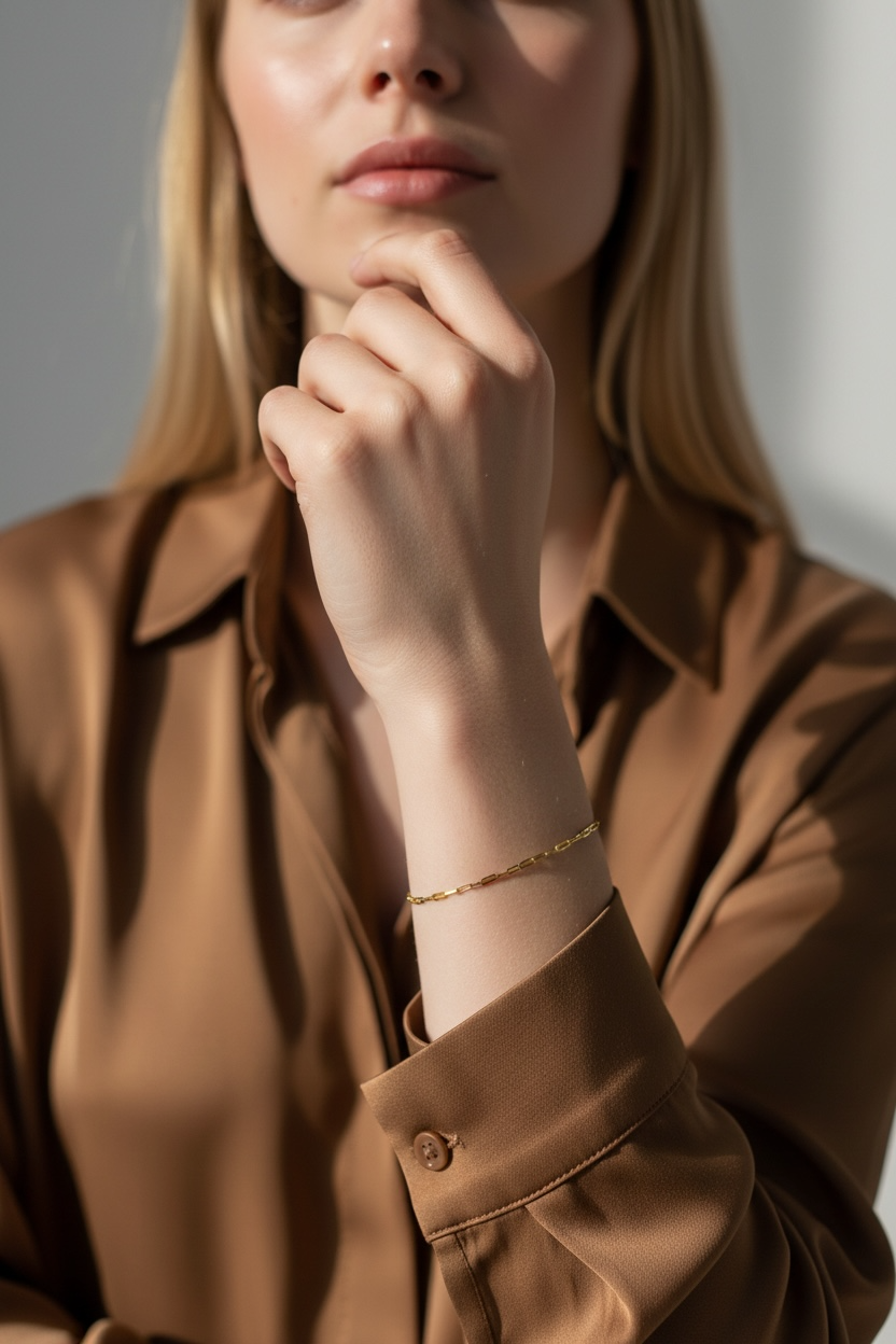 18K Gold Filled Mini Paperclip Chain Bracelet