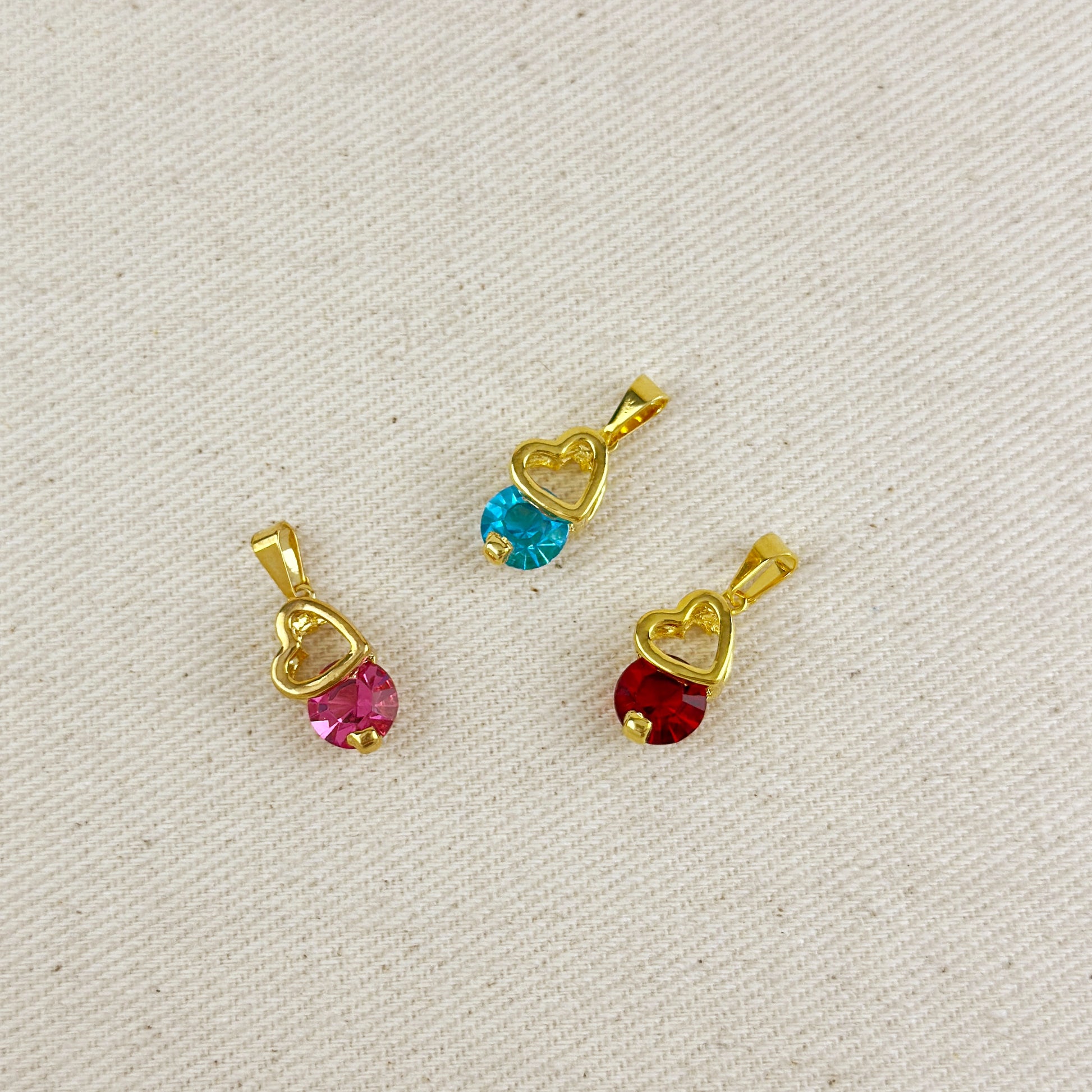 Colored Crystal Heart Charm