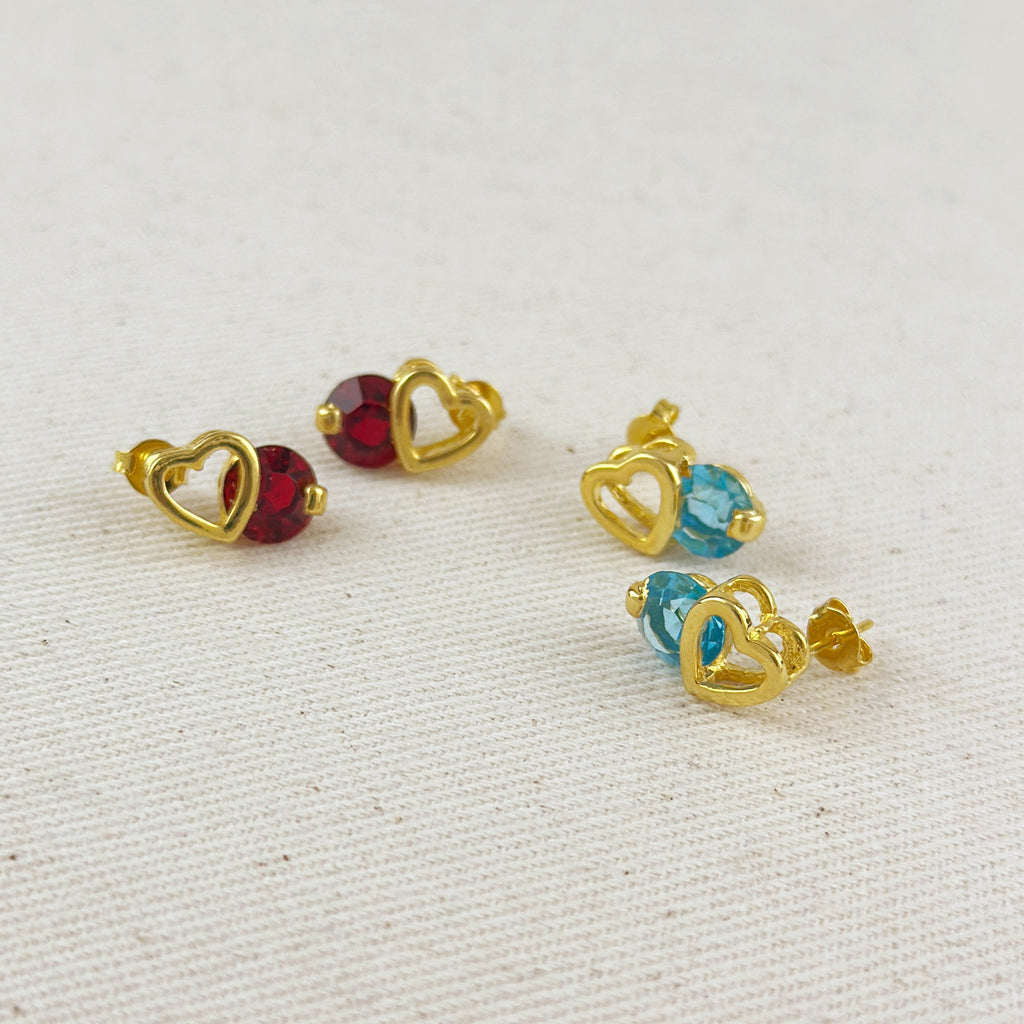 Colored Crystal Hearts Earrings