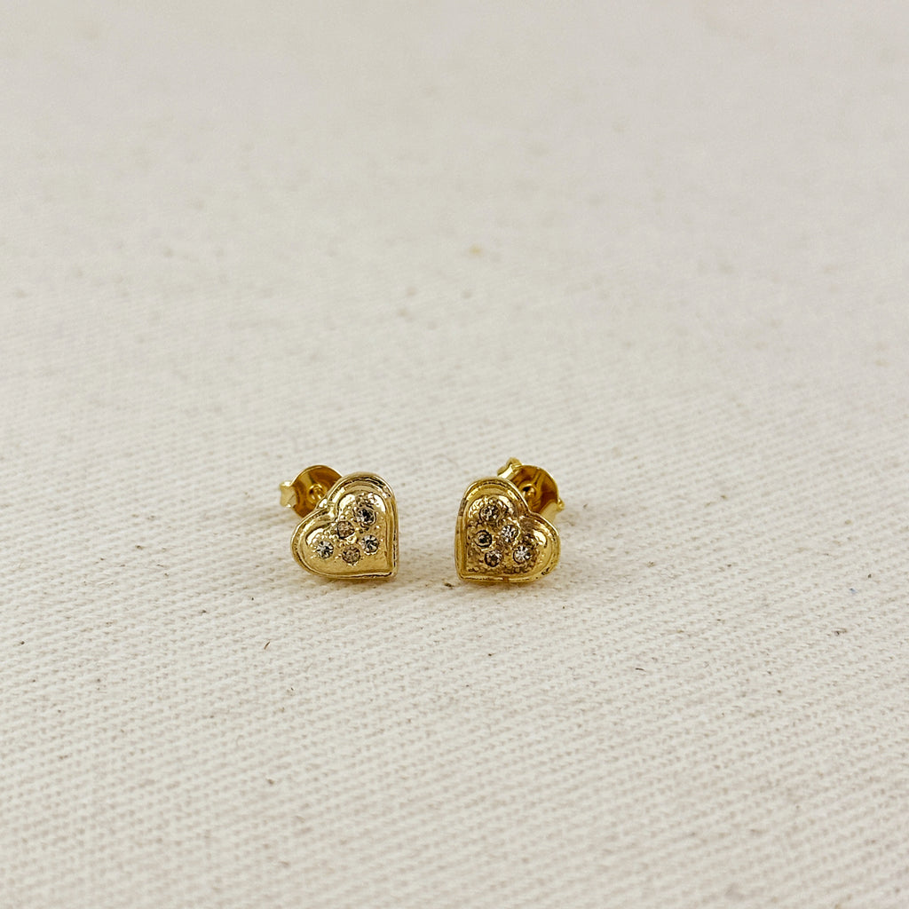 18k Gold Filled CZ Heart Earrings