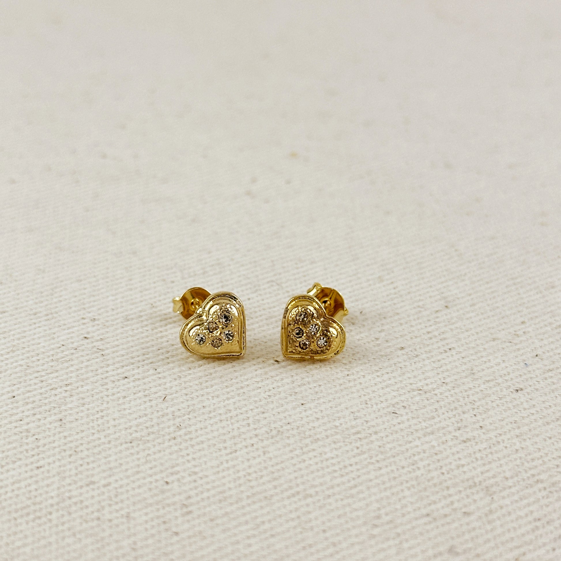 18k Gold Filled CZ Heart Earrings