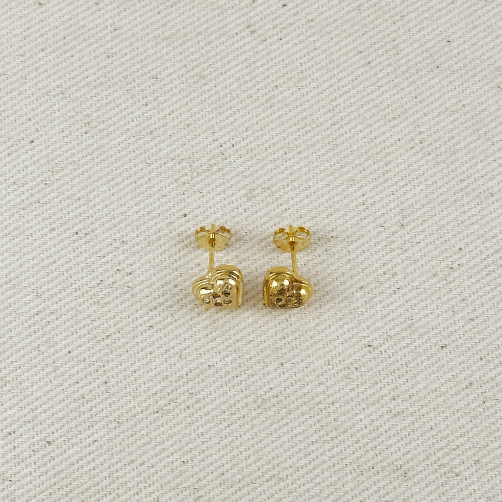 18k Gold Filled CZ Heart Earrings