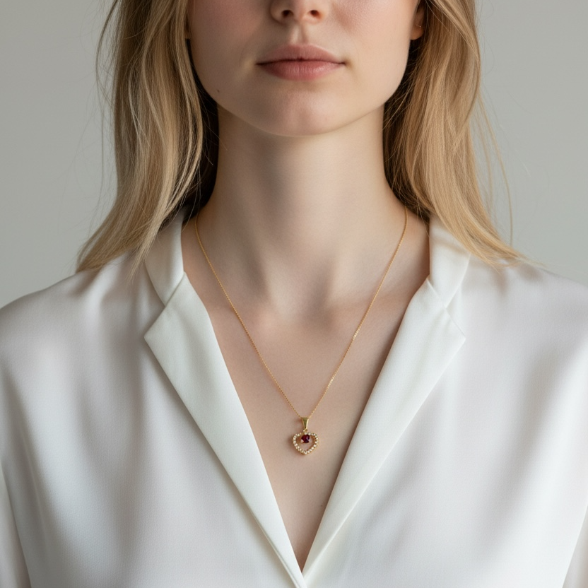 18k Gold Filled Crystal Heart Necklace