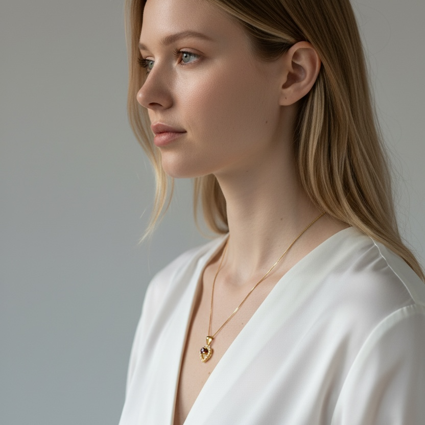 18k Gold Filled Crystal Heart Necklace