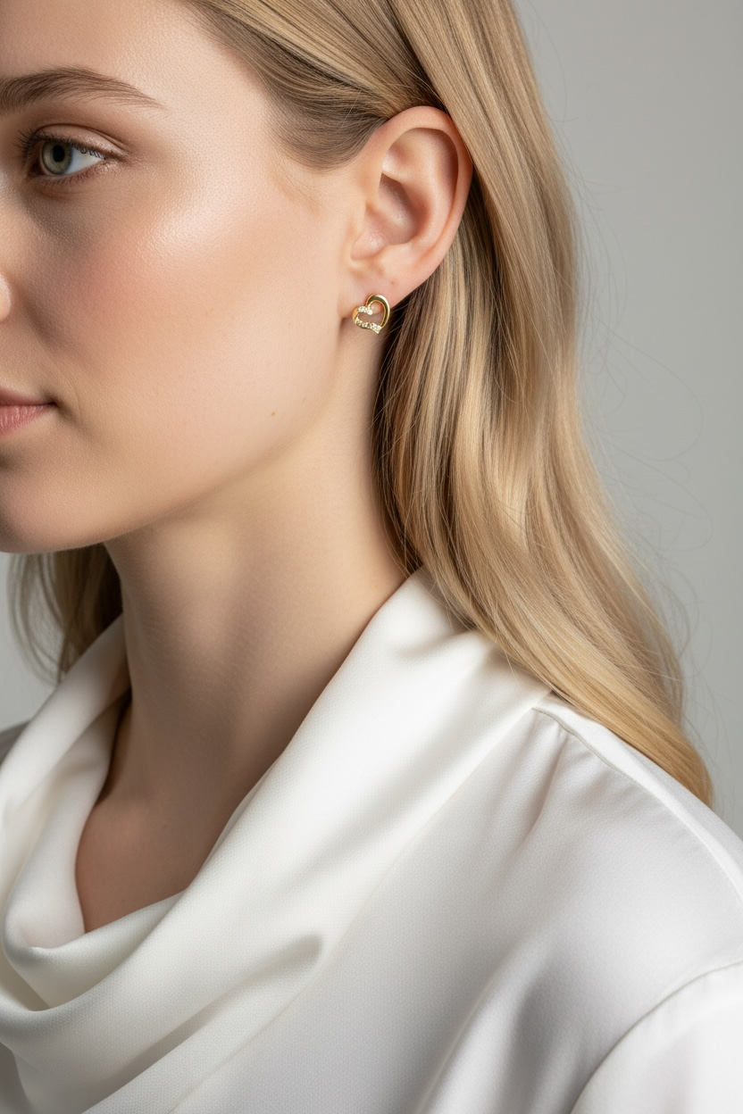 18k Gold Filled CZ Heart Earrings