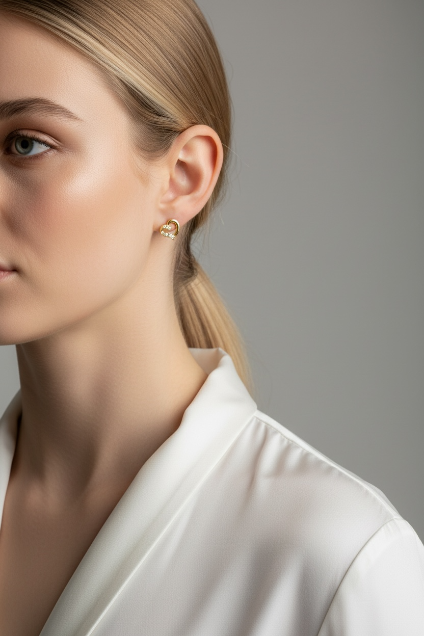 18k Gold Filled CZ Heart Earrings