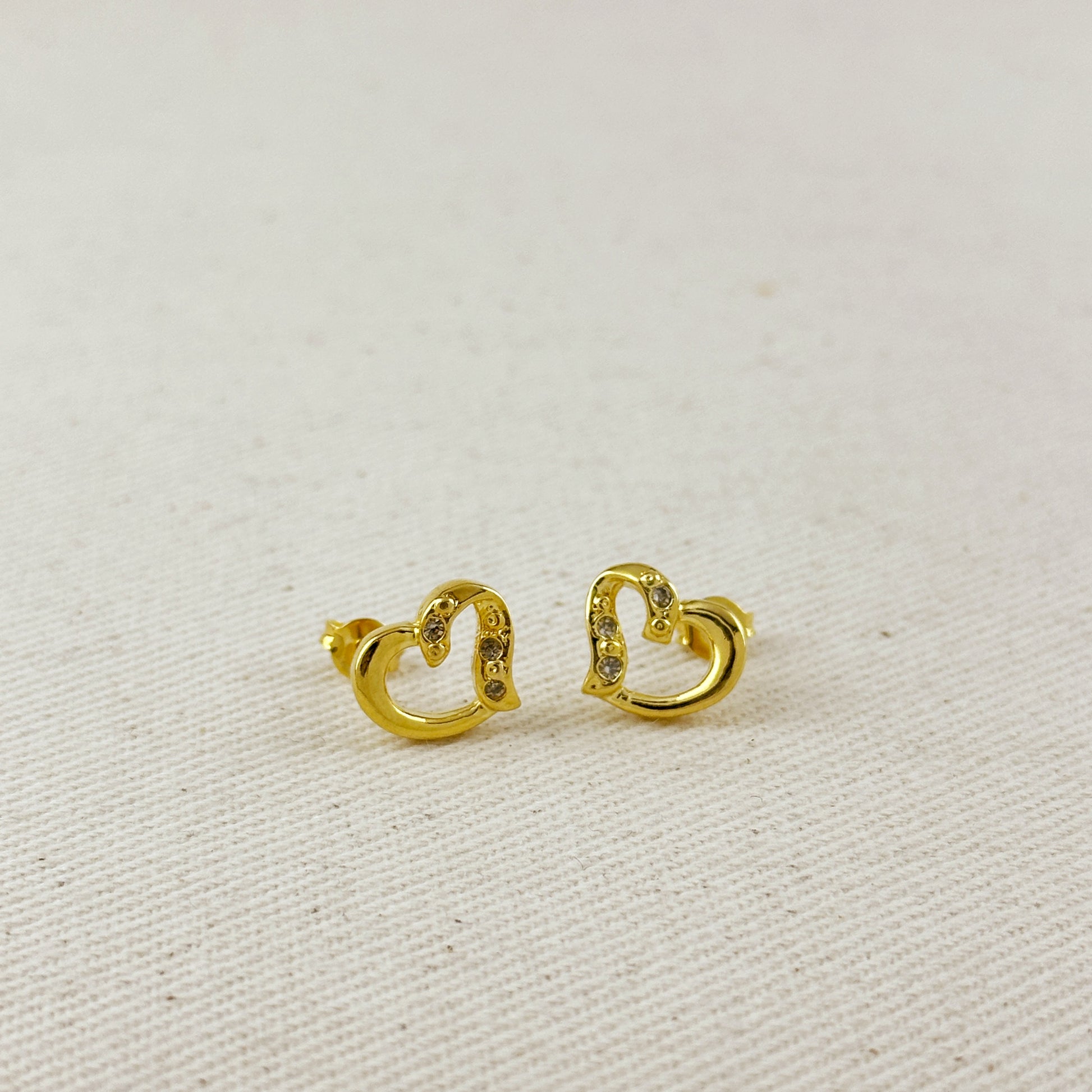 18k Gold Filled CZ Heart Earrings