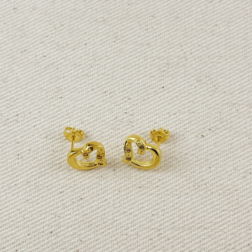 18k Gold Filled CZ Heart Earrings
