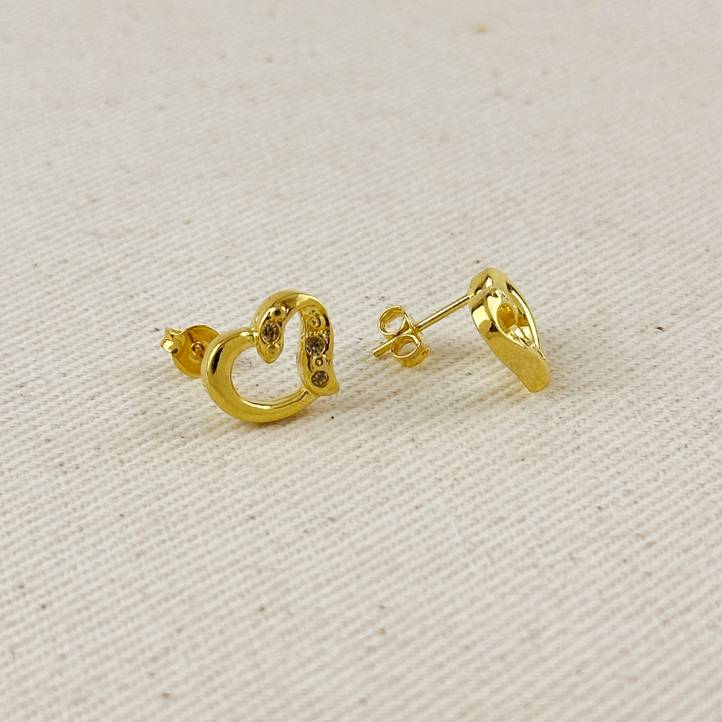 18k Gold Filled CZ Heart Earrings