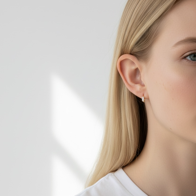 18k Gold Filled Mini CZ Clicker Earrings