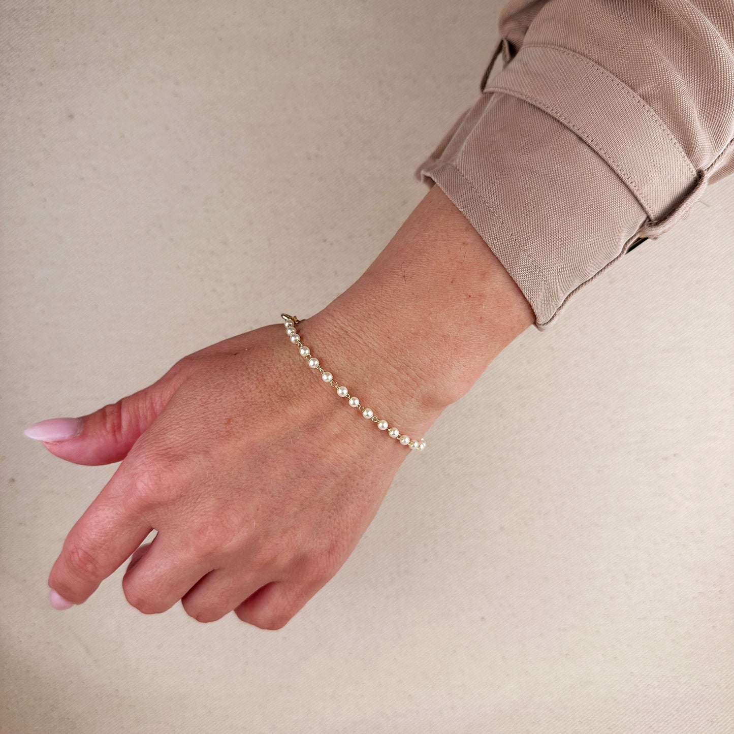 18k Gold Filled 3mm Pearl Bracelet