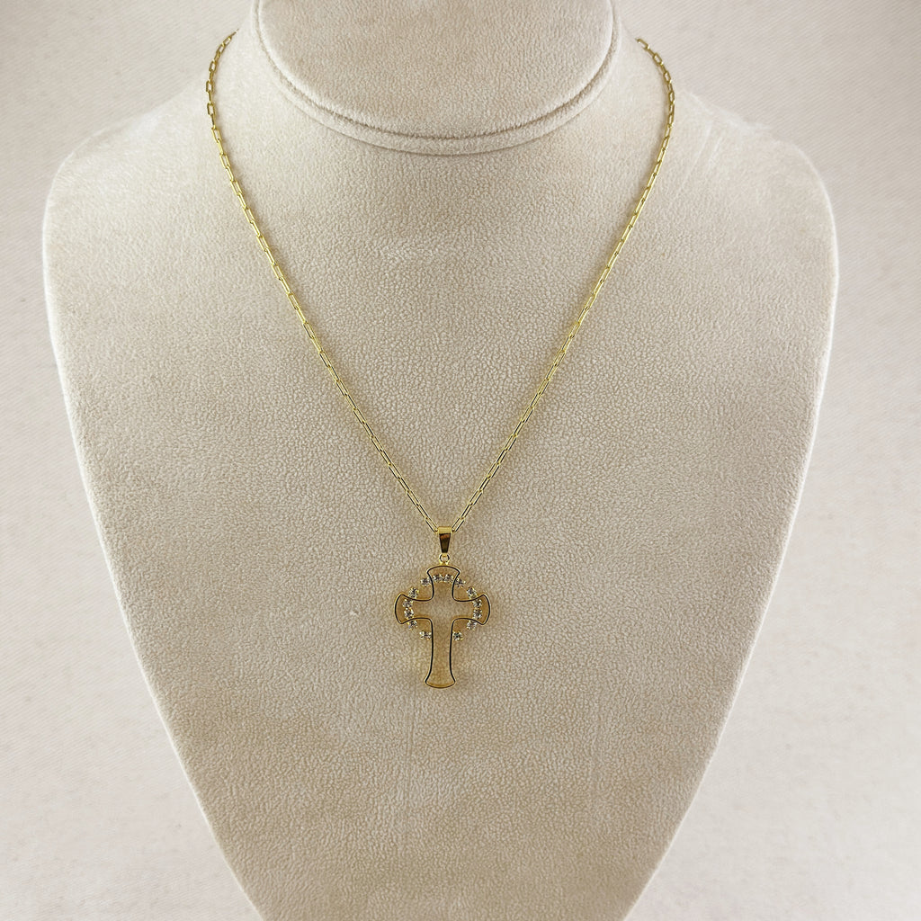 18k Gold Filled Halo Cross Pendant