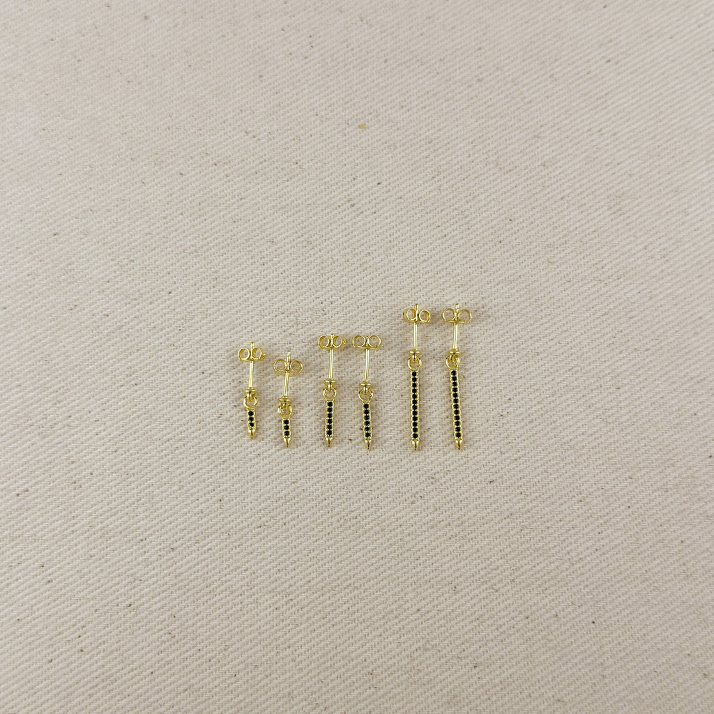 18k Gold Filled Black CZ Spear Drop Earrings