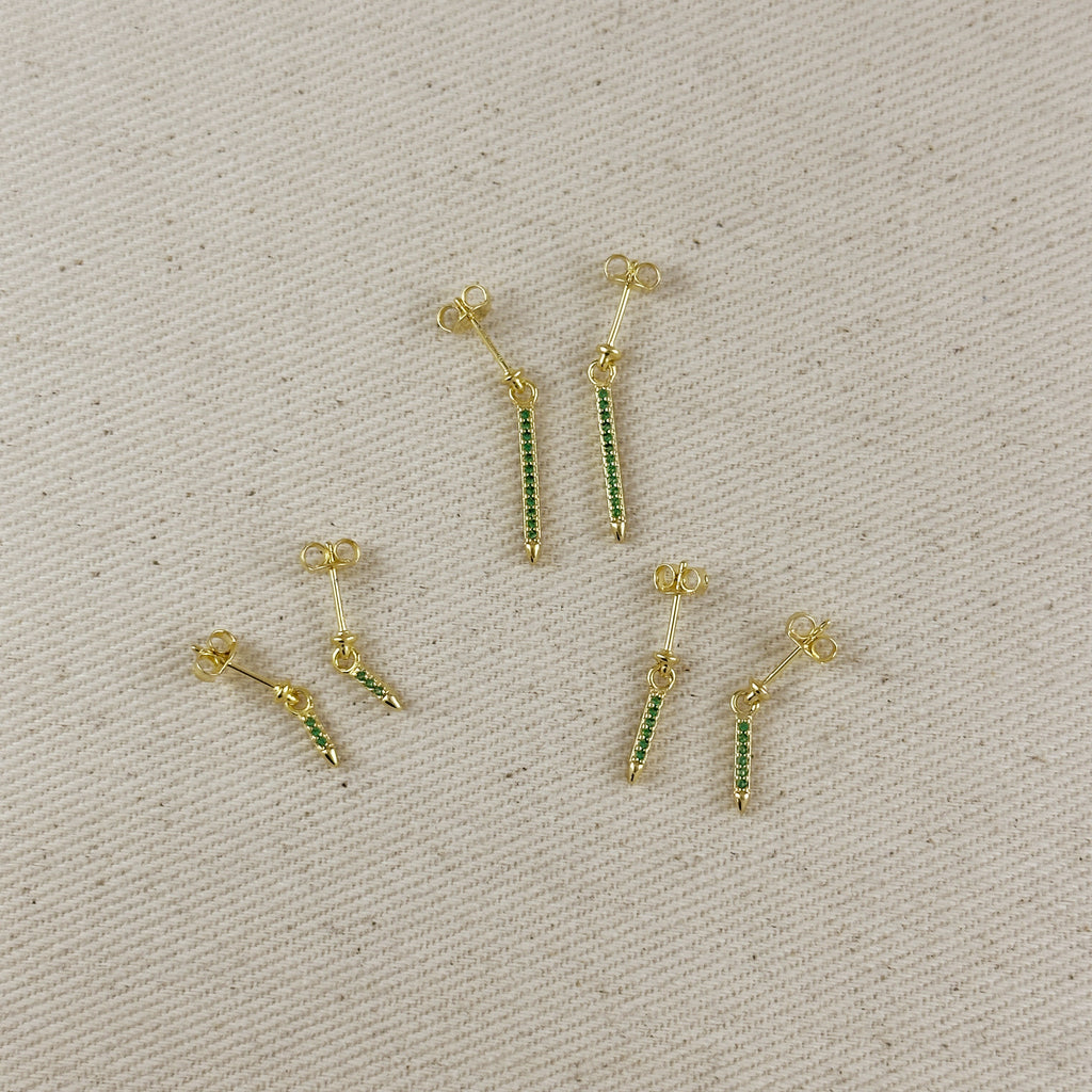 18k Gold Filled Emerald CZ Spear Drop Earrings