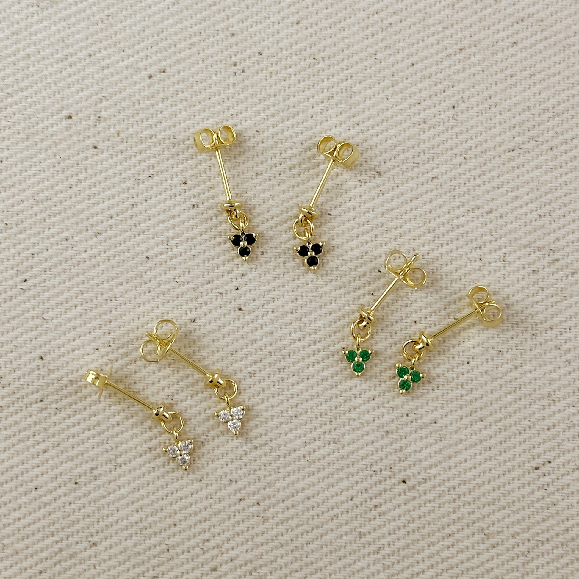 18k Gold Filled Mini CZ Flower Drop Earrings